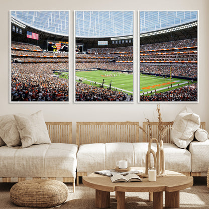 32530647-MGV-CV-36X24-Chicago Bears Stadium Wall Art – Futuristic Dome Arena Canvas Print, Modern Football Concept Design Decor for Man Cave, Bar, or