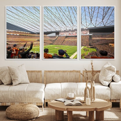 81960112-MGV-FC-60X30-3P_White-Futuristic Football Stadium Wall Art – Modern Dome Arena Canvas Print, Chicago Bears Concept Design Sports Decor for Man Cave or