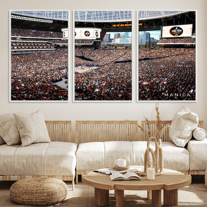 38616413-MGV-FC-60X30-3P_White-Chicago Dome Stadium Wall Art – Futuristic Basketball Final Four Arena Canvas Print, Modern Sports Fan Decor for Man Cave or