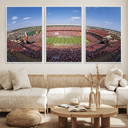 29492070-MGV-FC-60X30-3P_White-Stadium Wall Art – Panoramic College Football Canvas Print, Game Day Crowd and Field Scene, Sports Photography Decor for Office,
