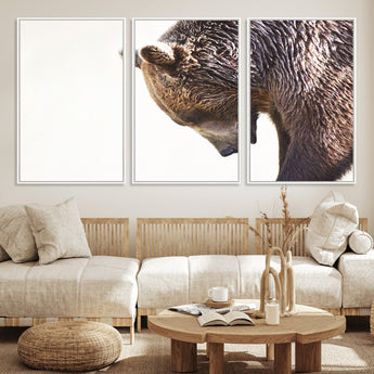 14405507-MGV-CV-36X24-Bear Wall Art – Wildlife Canvas Print with Rustic Animal Portrait and Minimalist Background, Nature Inspired Photography for