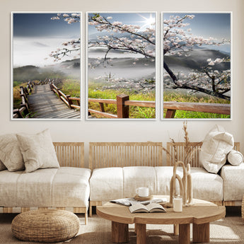 34632598CRY-MGV-CV-36X24-Sakura Cherry Blossom Pathway Canvas Wall Art – Tranquil Walk Through Blossoming Nature – Ready to Hang