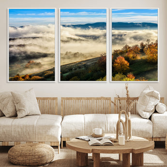 21551192-MGV-FC-60X30-3P_White-Landscape Wall Art – Autumn Mountain View Canvas Print, Scenic Nature Photography Decor for Bedroom, Living Room, Office, Cabin or