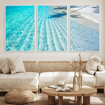 68127042-MGV-CV-36X24-Beach Wall Art – Tropical Ocean Canvas Print, Clear Water and White Sand Photography Decor for Bedroom, Living Room, Office,