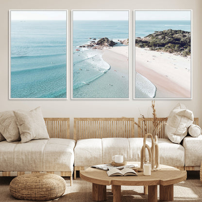 79395467-MGV-CV-36X24-Coastal Wall Art – Aerial Beach Canvas Print, Ocean Waves and Sandy Shore Photography Decor for Bedroom, Living Room, Office,
