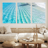17528159-MGV-FC-60X30-3P_White-Tropical Ocean Wall Art – Turquoise Water Canvas Print, Crystal Clear Beach Waves Photography Coastal Decor for Living Room,