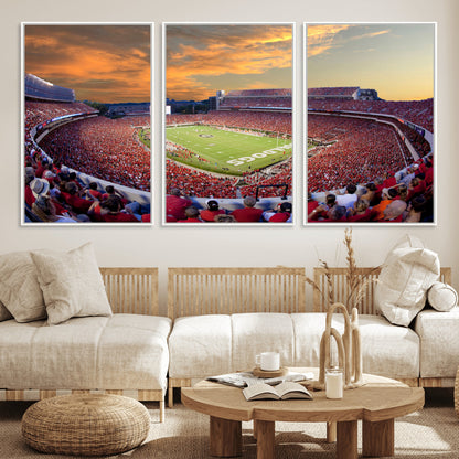 73680988-MGV-FC-60X30-3P_White-Sanford Stadium Wall Art – Georgia Bulldogs Football Sunset Game Canvas Print, College Sports Decor for Man Cave, Bar, Office, or
