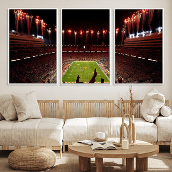 73358115-MGV-CV-36X24-Tennessee Volunteers Wall Art – Neyland Stadium Fireworks Night Game Canvas Print, Vols Football Checkerboard Endzone Sports Decor