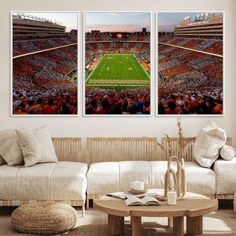 37160229-MGV-FC-60X30-3P_White-Tennessee Volunteers Wall Art – Neyland Stadium Sunset Checkerboard Game Canvas Print, Vols Football Panorama Sports Decor
