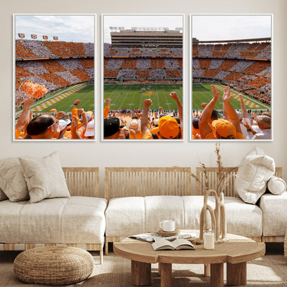 76011417-MGV-FC-60X30-3P_White-Neyland Stadium Wall Art – Panoramic Tennessee Volunteers Checkerboard Crowd Canvas Print, Day Game Football Celebration Sports