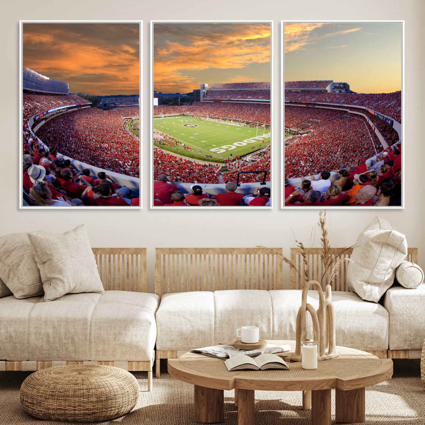 73680988-MGV-FC-60X30-3P_White-Georgia Bulldogs Stadium Wall Art – Panoramic Football Field Canvas Print, Game Day Decor for Home, Office, Fan Cave, Sports