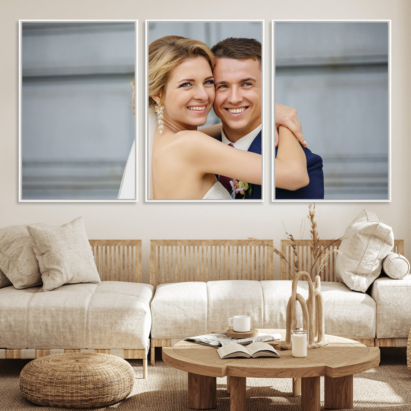 CSTM6030-MGV-FC-60X30-3P_White-Custom Canvas Wall Art – Personalized Photo Print for Wedding, Anniversary or Gift, Ready to Hang Canvas for Home Decor