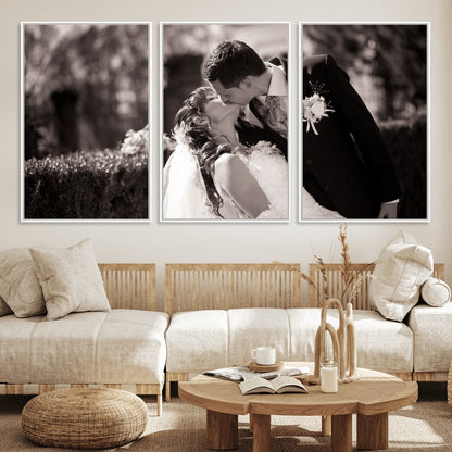 CSTM6030-MGV-FC-60X30-3P_White-Custom Wedding Photo Print - Custom Wall Art Picture Print, Create Your Own Photo Canvas Print