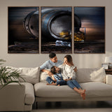 78049-MGV-CV-36X24-Whiskey Barrel Wall Art – Rustic Whiskey Barrel and Glass with Ice Canvas Print, Classic Bar or Lounge Decor for Home, Office, or