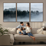 42596-MGV-CV-36X24-Misty Forest Wall Art – Atmospheric Pine Trees Canvas Print, Nature Landscape Decor for Living Room, Bedroom, Office, or Cabin