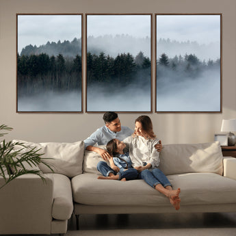 42596-MGV-CV-36X24-Misty Forest Wall Art – Atmospheric Pine Trees Canvas Print, Nature Landscape Decor for Living Room, Bedroom, Office, or Cabin