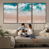 39236-MGV-CV-36X24-Ocean Beach Wall Art – Aerial View of Waves and Sand Canvas Print, Coastal Home Decor for Living Room, Bedroom, Office or Beach