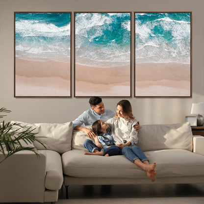 39236-MGV-CV-36X24-Ocean Beach Wall Art – Aerial View of Waves and Sand Canvas Print, Coastal Home Decor for Living Room, Bedroom, Office or Beach