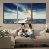 75430-MGV-CV-36X24-Sailing Boat Wall Art – Dynamic Ocean Yacht Canvas Print, Nautical Decor for Living Room, Office, Beach House or Cabin