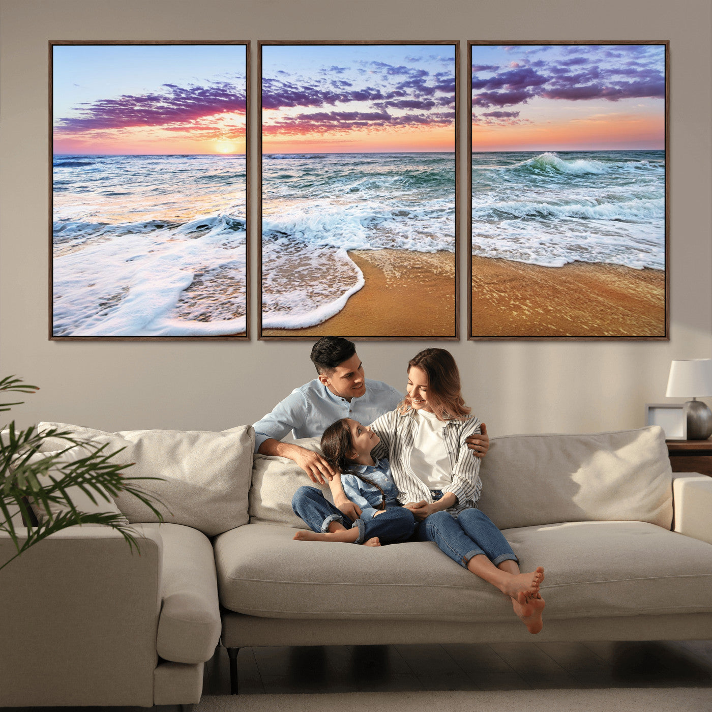 53006-MGV-CV-36X24-Ocean Beach Sunset Wall Art – Vibrant Seascape Canvas Print, Coastal Home Decor for Living Room, Bedroom, Office or Beach House