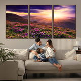 49741-MGV-CV-36X24-Mountain Sunrise Wall Art – Vibrant Floral Landscape Canvas Print, Nature Home Decor for Living Room, Bedroom Office or Cabin