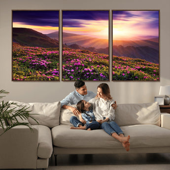 49741-MGV-CV-36X24-Mountain Sunrise Wall Art – Vibrant Floral Landscape Canvas Print, Nature Home Decor for Living Room, Bedroom Office or Cabin