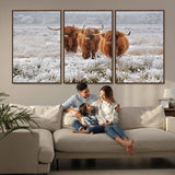 10396-MGV-CV-36X24-Highland Cattle Wall Art – Rustic Winter Landscape Canvas Print, Farmhouse Decor for Living Room, Office, Cabin or Country Home