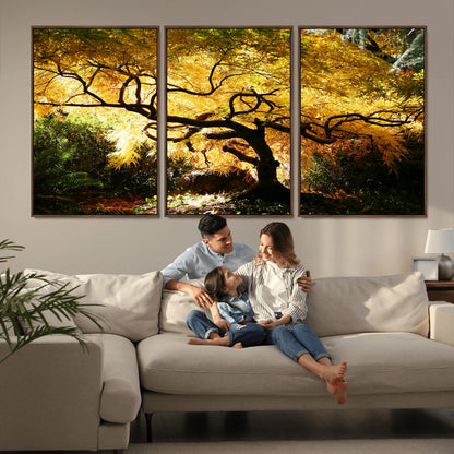 19067-MGV-CV-36X24-Golden Canopy Wall Art – Panoramic Autumn Tree Canvas Print, Warm Seasonal Decor for Living Room, Office or Garden Space