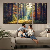 86249-MGV-CV-36X24-Sunlit Autumn Forest Path Wall Art – Peaceful Nature Scene with Fall Foliage, Calming Woods Decor for Home or Office