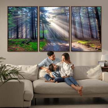 42047-MGV-CV-36X24-Sunlit Forest Path Wall Art – Nature Canvas Print, Serene Woodland Landscape, Perfect Home & Office Decor for Calm and Tranquil