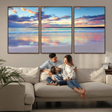64882-MGV-CV-36X24-Tranquil Sunset Beach Wall Art – Panoramic Ocean Reflection Canvas Print, Calm Coastal Decor for Bedroom, Living Room or Office