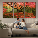 73343-MGV-CV-36X24-Autumn Maple Wall Art – Panoramic Vibrant Red Maple Tree Canvas Print, Seasonal Nature Decor for Office, Living Room or Garden