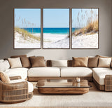 58498-MGV-CV-36X24-White Sandy Beach Wall Art – Panoramic Coastal Canvas Print, Ocean View Decor for Living Room, Bedroom, Office, Relaxing Seaside