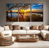 71863-MGV-CV-36X24-Lake Sunset Wall Art – Scenic Nature Canvas Print with Trees and Golden Sky, Serene Landscape Decor for Living Room, Bedroom or