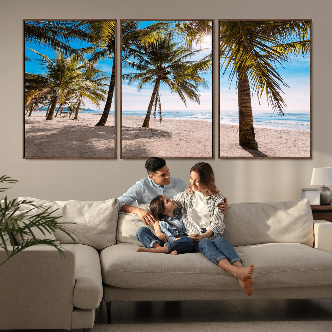 98175-MGV-CV-36X24-Tropical Palm Beach Wall Art – Relaxing Ocean Shore Canvas Print with Palm Trees, Coastal Summer Decor for Living Room, Bedroom or