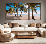 98175-MGV-CV-36X24-Tropical Palm Beach Wall Art – Relaxing Ocean Shore Canvas Print with Palm Trees, Coastal Summer Decor for Living Room, Bedroom or