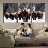 66871-MGV-CV-36X24-Bison Herd Wall Art – Wildlife Buffalo Canvas Print, Rustic Western Nature Photography Decor for Living Room, Office, Cabin, or