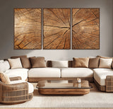 61710-MGV-CV-36X24-Tree Rings Wall Art – Rustic Wood Grain Canvas Print of Tree Trunk Cross Section, Nature Inspired Decor for Cabin, Office, Living