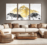 37733-MGV-CV-36X24-Golden Mountain Wall Art – Modern Abstract Landscape Canvas Print with Birds, Luxury Nature Decor for Living Room, Bedroom, or