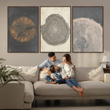 80725-MGV-CV-36X24-Wood Tree Rings Wall Art Canvas Print, Framed Tree Rings Art Picture Print, Abstract Tree Rings Perfect Modern Boho Decor Artwork