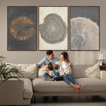 80725-MGV-CV-36X24-Wood Tree Rings Wall Art Canvas Print, Framed Tree Rings Art Picture Print, Abstract Tree Rings Perfect Modern Boho Decor Artwork