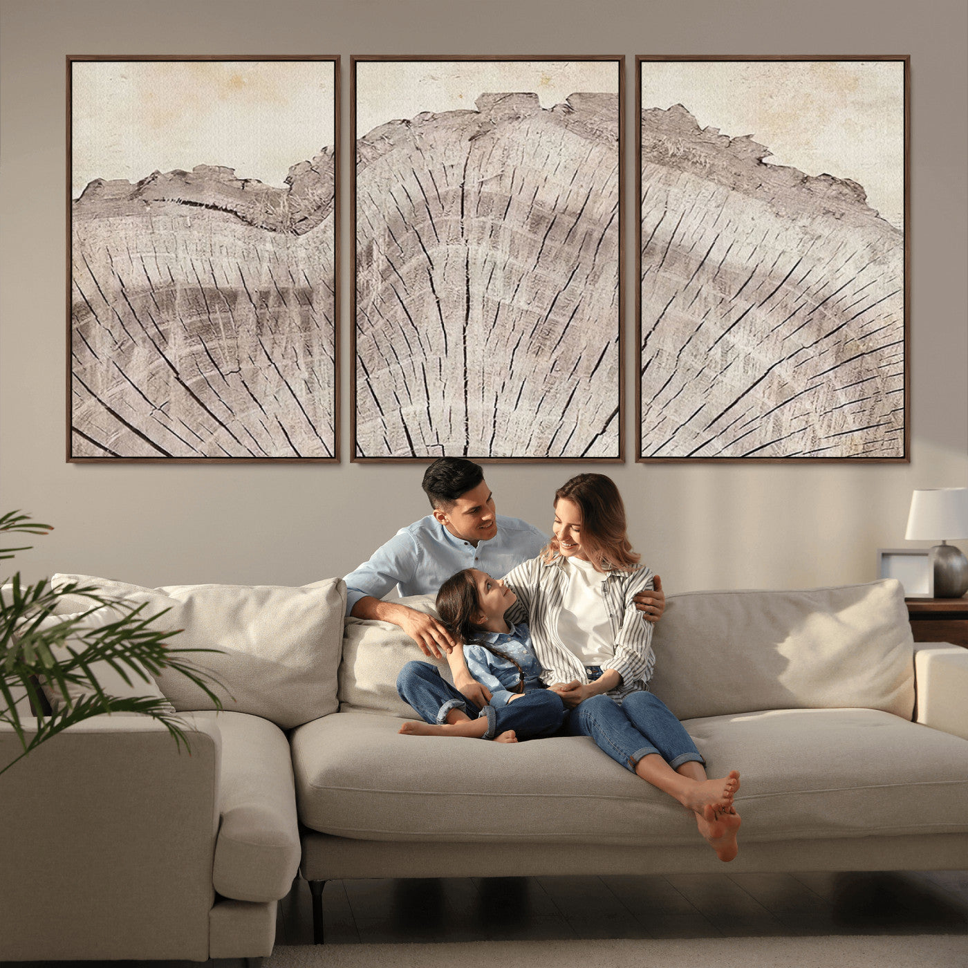 67528-MGV-CV-36X24-Wood Ring Wall Art Canvas Print, Framed Tree Ring Art Picture Print, Rustic Tree Ring Perfect Neutral Boho Decor Artwork