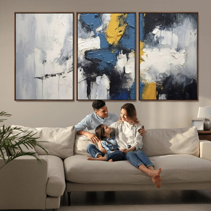 63850-MGV-CV-36X24-Abstract Blue and Yellow Wall Art – Modern Textured Canvas Painting, Bold Contemporary Artwork for Living Room, Bedroom or Office