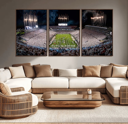 11391-MGV-CV-36X24-Penn State Stadium Wall Art – Panoramic White Out Football Game Canvas Print, College Sports Decor for Office, Man Cave, or Living