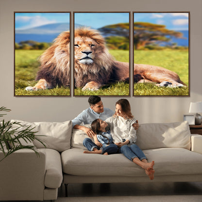 67826-MGV-CV-36X24-Majestic Lion Wall Art – King of the Jungle Canvas Print, Safari Wildlife Decor for Living Room, Office, or Man Cave