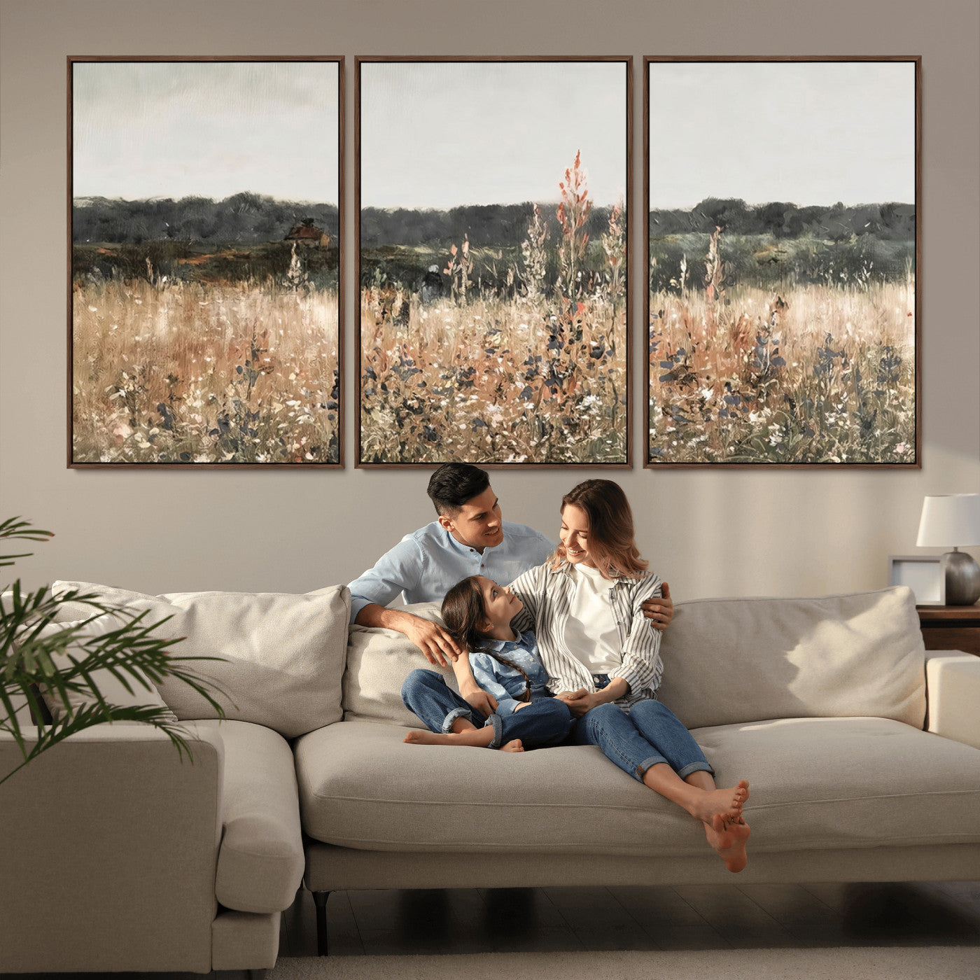 46308-MGV-CV-36X24-Wildflower Field Wall Art – Rustic Meadow Landscape Canvas Print, Country Nature Decor for Living Room, Bedroom or Farmhouse