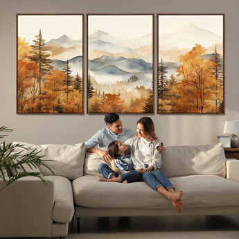 72950-MGV-CV-36X24-Autumn Mountain Forest Wall Art – Golden Fall Landscape Canvas Print, Nature-Inspired Home Decor for Living Room, Bedroom or