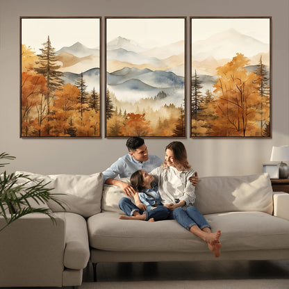 72950-MGV-CV-36X24-Autumn Mountain Forest Wall Art – Golden Fall Landscape Canvas Print, Nature-Inspired Home Decor for Living Room, Bedroom or