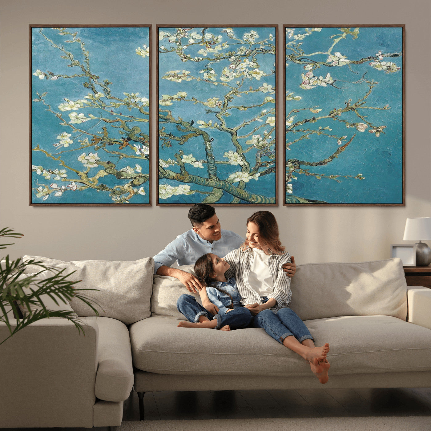 65607-MGV-CV-36X24-Almond Blossom Wall Art – Van Gogh Blue Floral Canvas Print, Elegant Impressionist Painting Decor for Living Room, Bedroom or