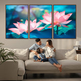 32559-MGV-CV-36X24-Lotus Flower Wall Art – Pink Water Lily Canvas Print, Tranquil Nature Decor for Living Room, Bedroom or Meditation Space